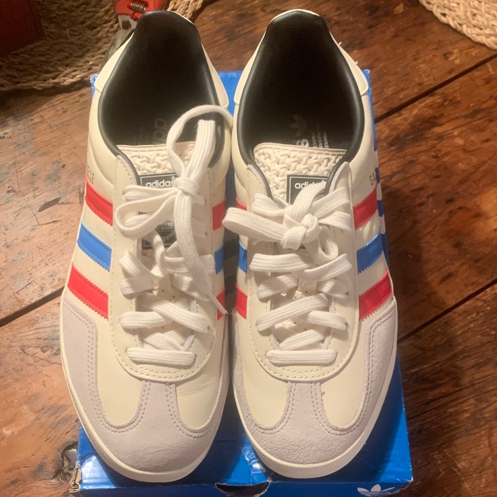 Adidas Gazelle Sneakers with Red, white and Blue Accents